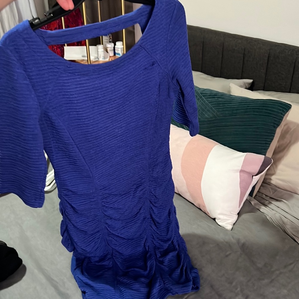 BCBG Royal Blue Body Con Dress with Cutout